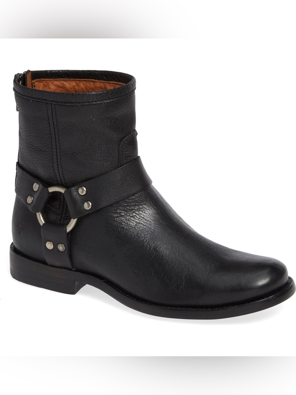 Frye Black Leather Harness Ankle Boot
